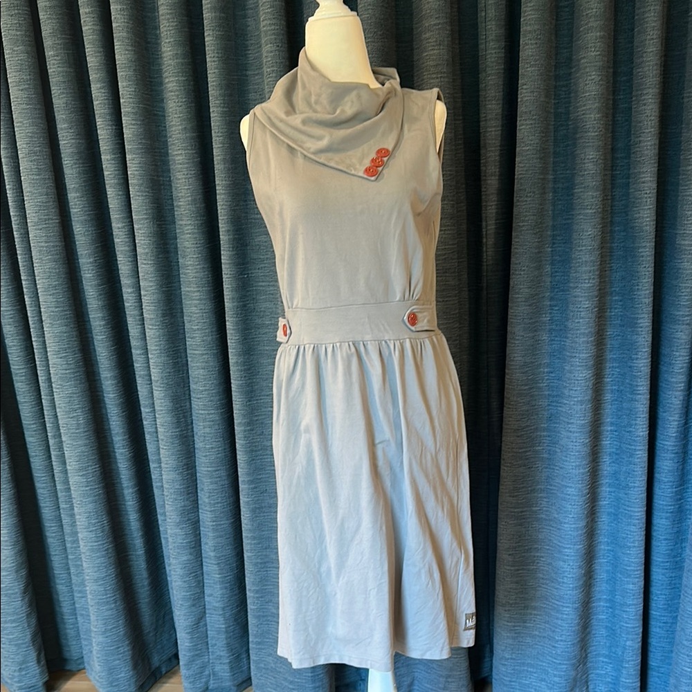 Matilda Jane Gray Dress with burnt orange buttons